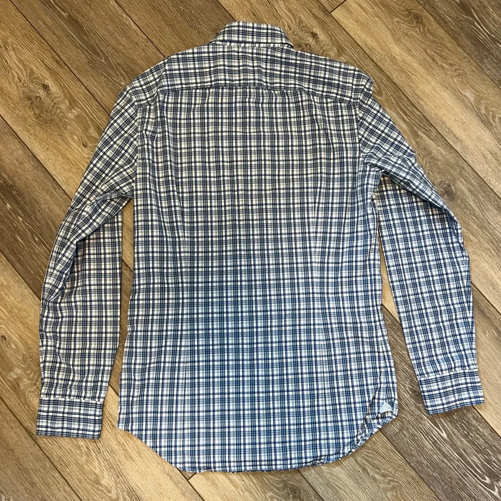 Banana Republic Grant Fit Mens Shirt Size S Blue Plaid Long Sleeve Cotton